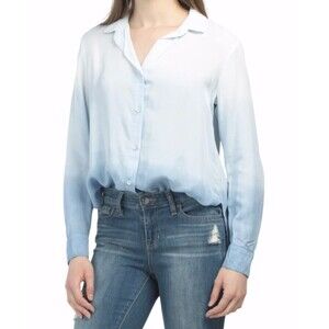 NWT $98 CLOTH & STONE Sz S BUTTON DOWN LONG SLEEVE SHIRT OMBRE BLUE WASH
